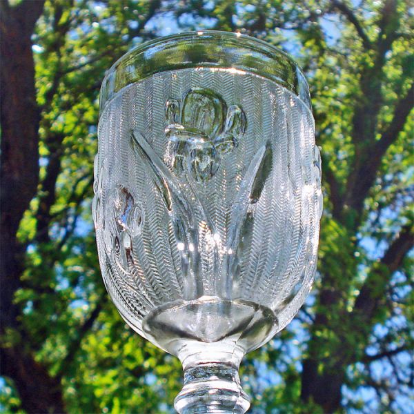 Jeannette Iris & Herringbone Pair Wine Goblets #2