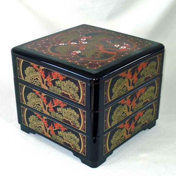 Japan Scenic Lacquered Bento Stacking Box #2