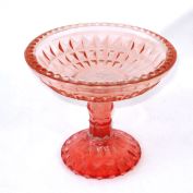 Jeannette Glass Watermelon Pink Compote Candy Dish