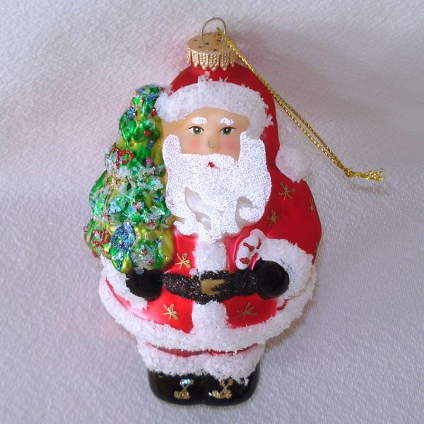 Krebs Glass Santa Claus With Tree Christmas Ornament in Box #2