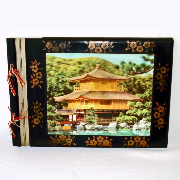 Lacquered Asian Pagoda Scene Lenticular Photo Scrapbook Album