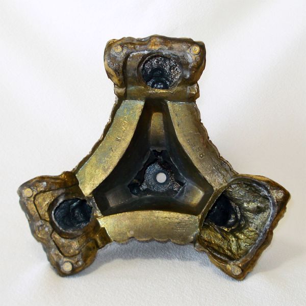 Hollywood Regency Baroque Cast Metal Ornate Lion Heads Lamp Base Part #3