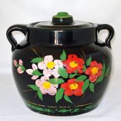 McCoy Pottery Bean Pot Shape Cookie Jar Painted Flowers