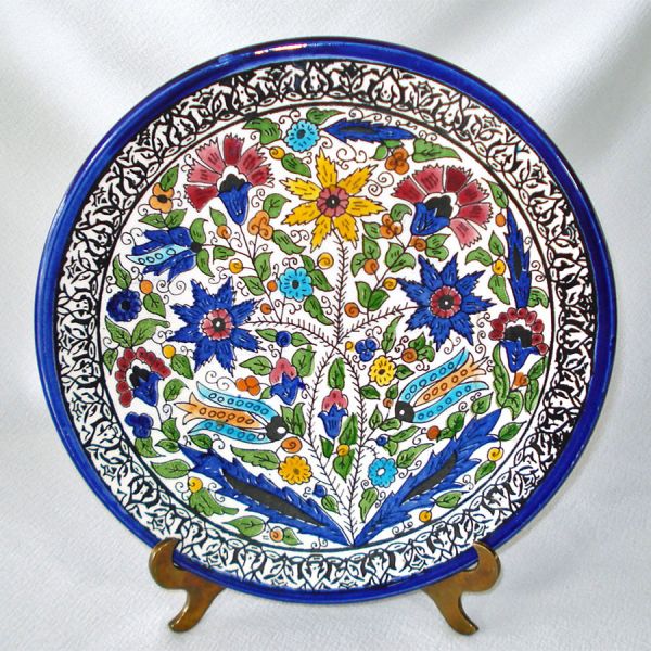 Armenian Turkish Iznik Style Faience Floral Wall Plate