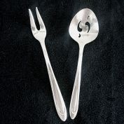 First Lady Meriden Silverplate Pickle Fork and Sugar Sifter Spoon