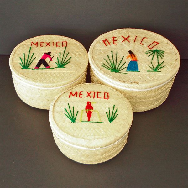 Mexico Embroidered Nesting Baskets Set of 3 #2