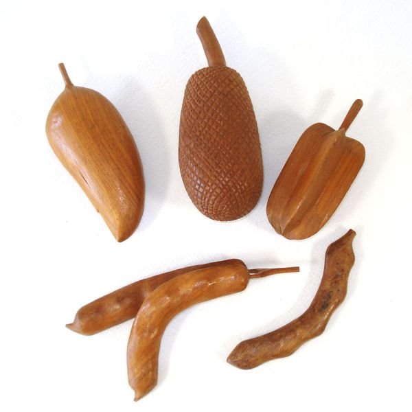 Monkey Pod Wooden Fruit, 15 Piece Lot #3
