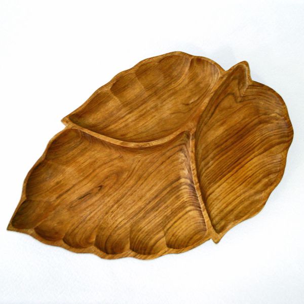 Monkey Pod Divided Leaf Tray With Fruit #2