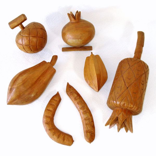 Monkey Pod Divided Leaf Tray With Fruit #4