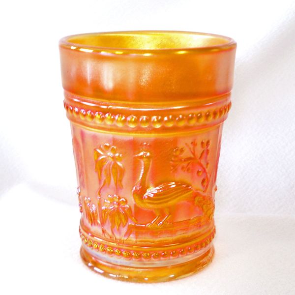 Northwood Peacock at the Fountain Marigold Carnival Glass Tumbler
