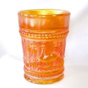 Northwood Peacock at the Fountain Marigold Carnival Glass Tumbler