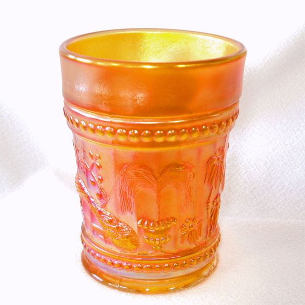 Northwood Peacock at the Fountain Marigold Carnival Glass Tumbler #2