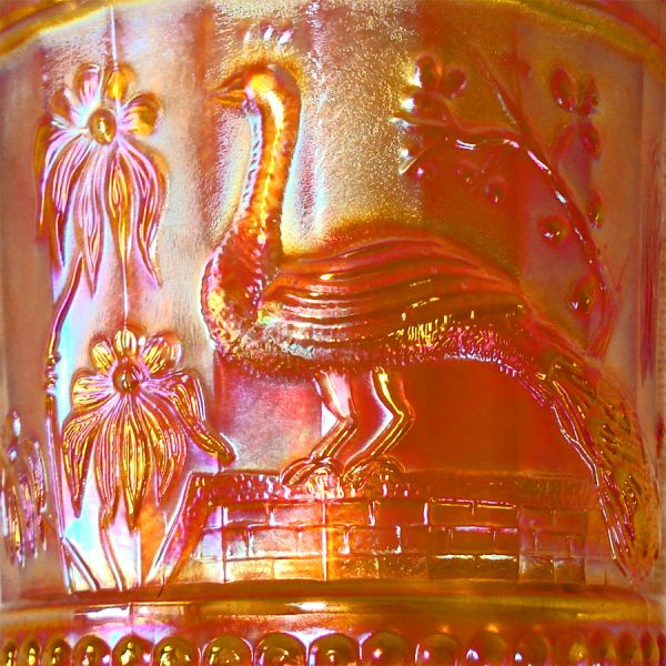 Northwood Peacock at the Fountain Marigold Carnival Glass Tumbler #3