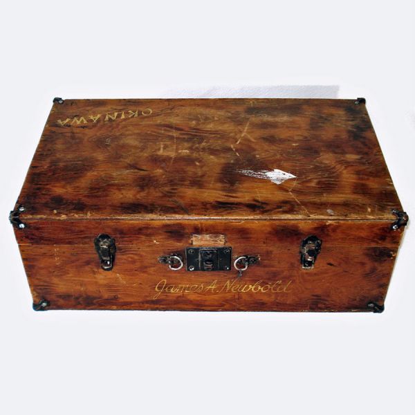 Navy Seabees WWII Okinawa Wood Sea or Travel Chest James Newbold