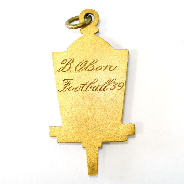 Enameled Goldtone 1939 School Football Award Charm or Pendant #2