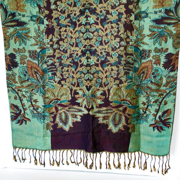 Pashmina Floral Paisley Wrap Shawl Greens Turquoise Purple #4
