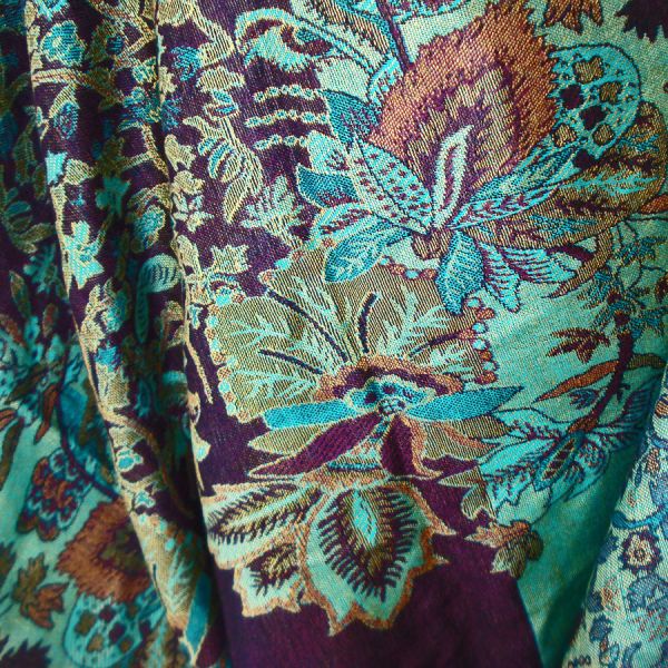 Pashmina Floral Paisley Wrap Shawl Greens Turquoise Purple #5