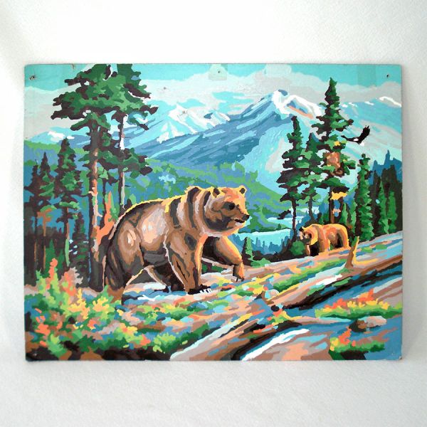 Mountain Bears Scene Vintage Paint By Numbers Picture