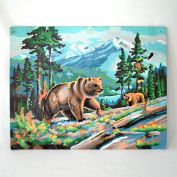 Mountain Bears Scene Vintage Paint By Numbers Picture