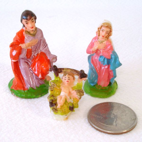 Miniature Plastic Christmas Nativity Figures 17 Pieces #2