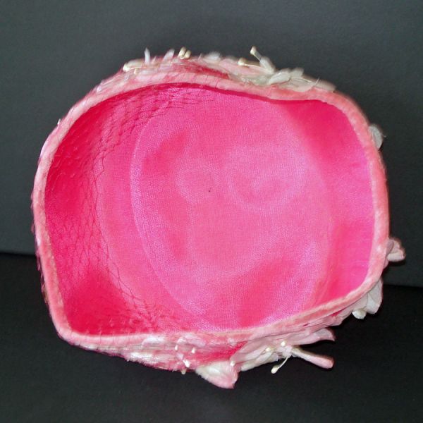Pink Flowers Ladies Pillbox Cocktail Hat #6