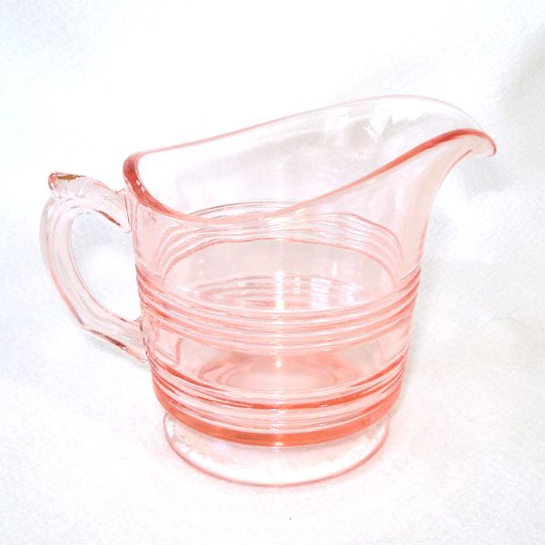 Hocking Banded Rings Pink Depression Glass Creamer