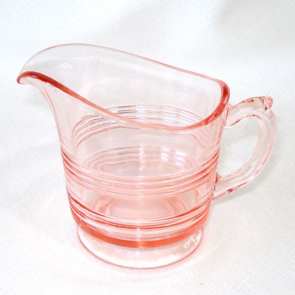 Hocking Banded Rings Pink Depression Glass Creamer #2