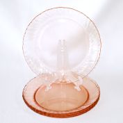 Arcoroc France Rosaline Pink Swirl 4 Glass Salad Plates