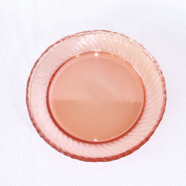 Arcoroc France Rosaline Pink Swirl 4 Glass Salad Plates #2