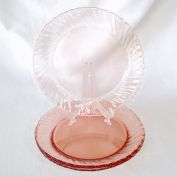 Arcoroc France Rosaline Pink Swirl 4 Glass 9 Inch Plates