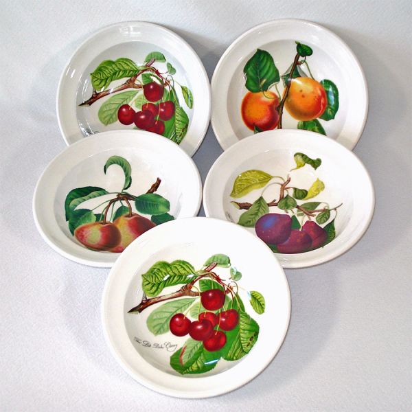 Portmeirion Pomona Fruit 4 Rim Cereal Bowls Mint