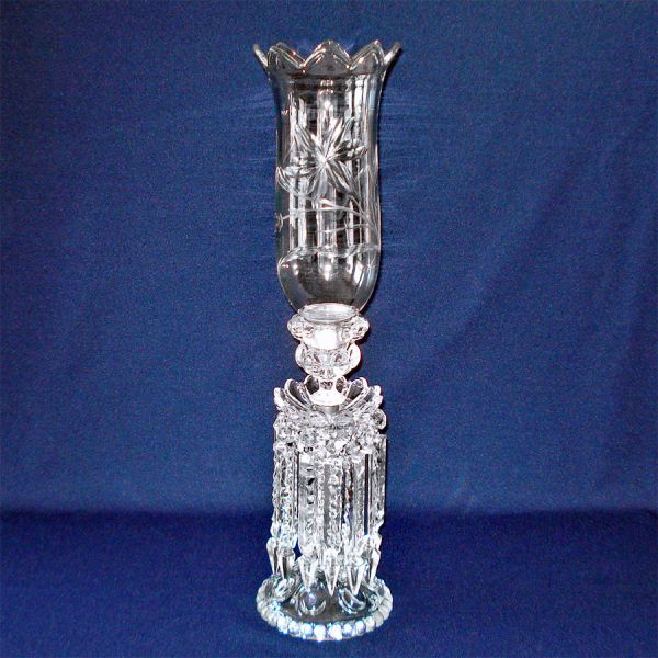Crystal Hurricane Candle Lamp With Prisms 22 Inches High