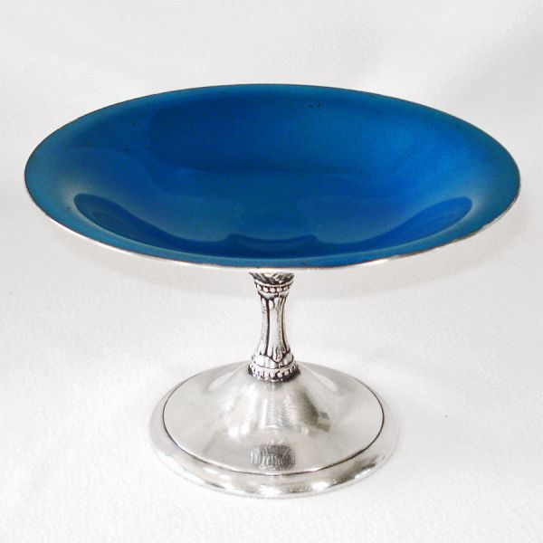 Reed & Barton Blue Enameled Silverplate Tazza Compote