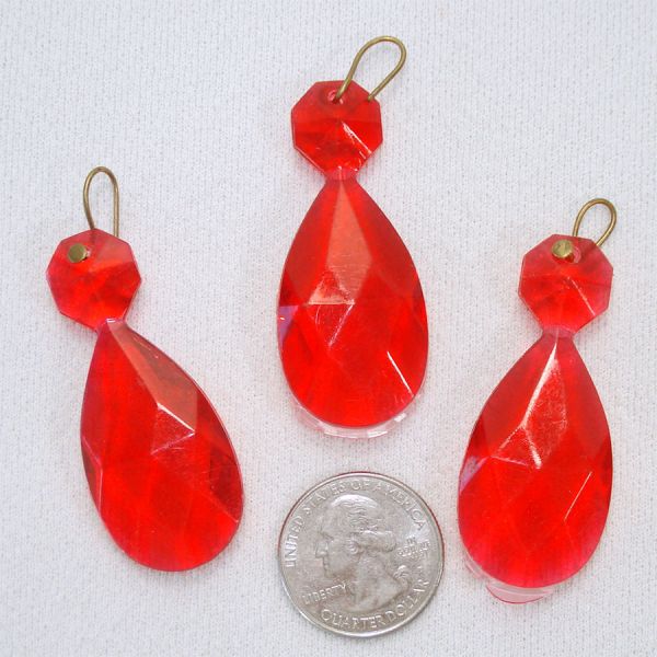 7 Dozen Red Acrylic Drop Prisms For Lamps, Crafting #2