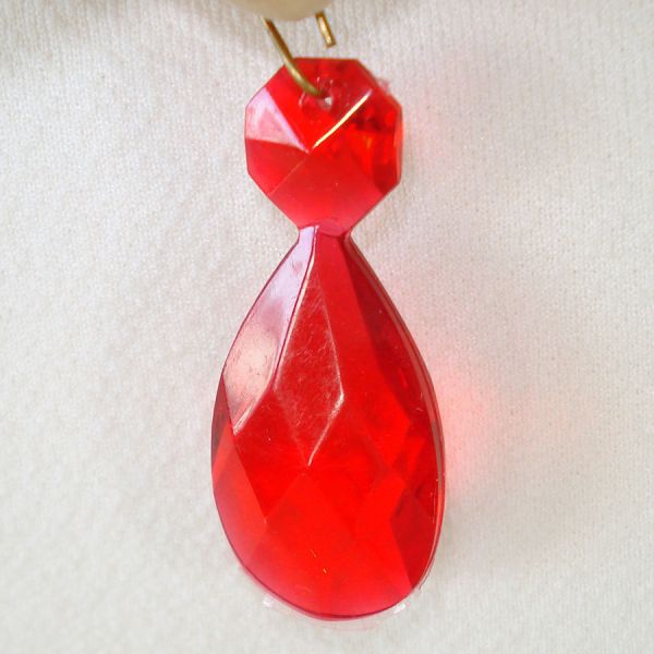 7 Dozen Red Acrylic Drop Prisms For Lamps, Crafting #3