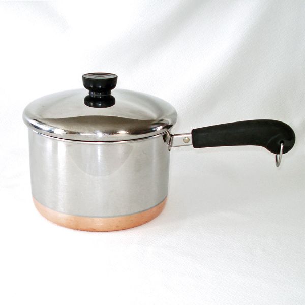 Revere Ware 3 Quart Copper Bottom Stainless Covered Saucepan