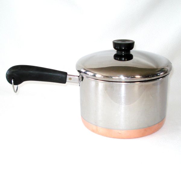 Revere Ware 3 Quart Copper Bottom Stainless Covered Saucepan #2