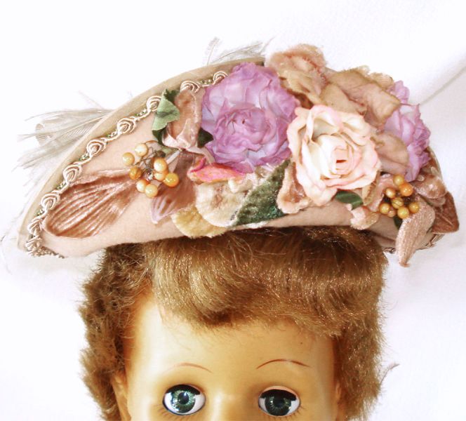 Henry Pollak Ritz Floral Cocktail Hat Doll or Toy Style #5