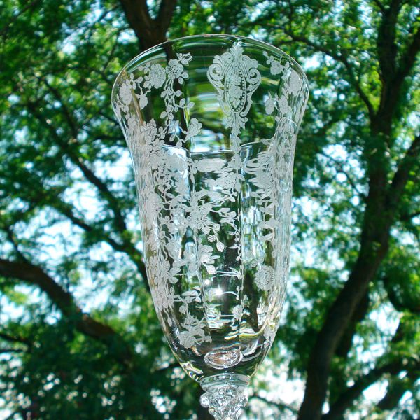 Cambridge Rose Point 3 Footed Tumbler Goblets 10 Ounce #3