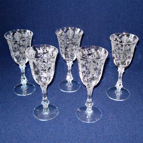 Cambridge Rose Point 5 Claret Wine Goblets Pristine