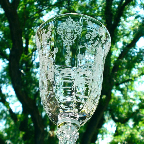 Cambridge Rose Point 5 Claret Wine Goblets Pristine #3