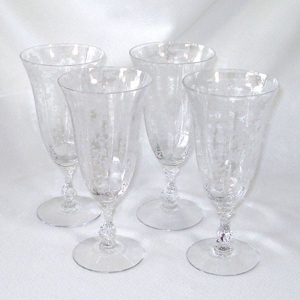 Cambridge Rose Point 4 Iced Tea Goblets 12 Ounce Pristine #2