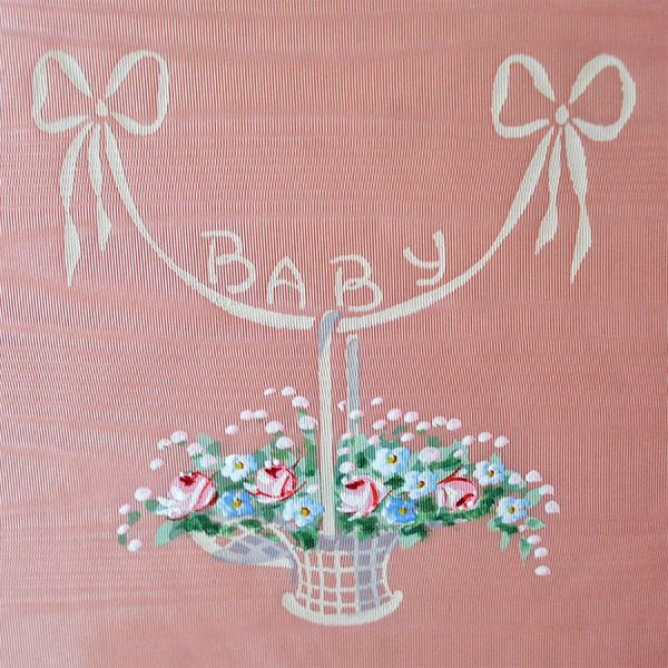 Pink Satin 1940 Baby Birth Record Book Unused Painted Cover #3