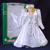 Silver White Snow Angel Lighted Christmas Tree Topper in Original Box