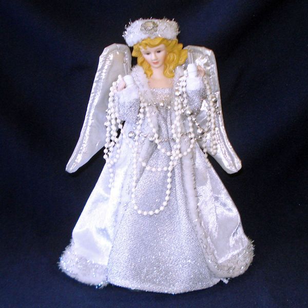 Silver White Snow Angel Lighted Christmas Tree Topper in Original Box #2