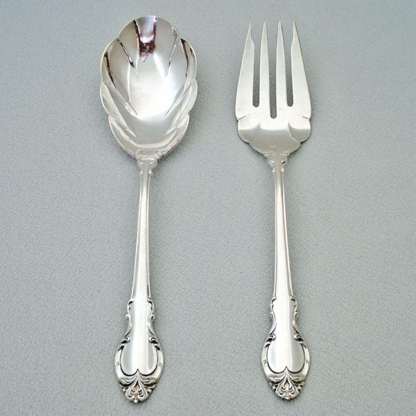 Silver Fashion Meat Fork, Casserole Spoon International Silverplate