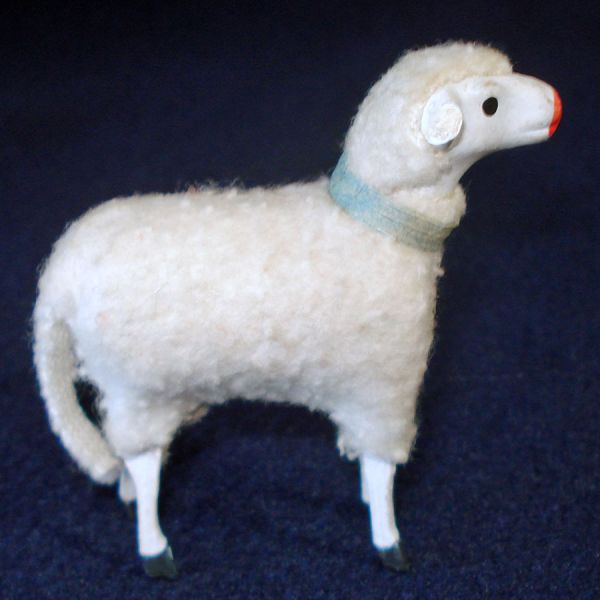 Antique German Stick Leg Woolly Sheep Christmas Putz Toy Figure #2
