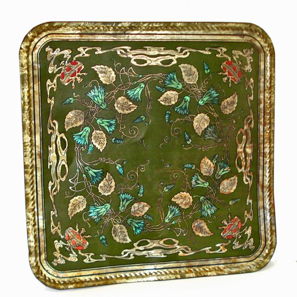 Antique Art Nouveau Tin Lithograph Stove Board Cover 25 Inches