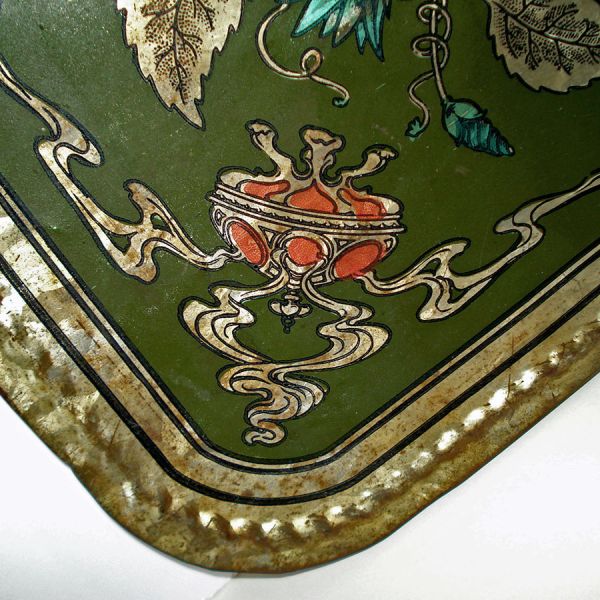 Antique Art Nouveau Tin Lithograph Stove Board Cover 25 Inches #3