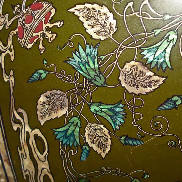 Antique Art Nouveau Tin Lithograph Stove Board Cover 25 Inches #4